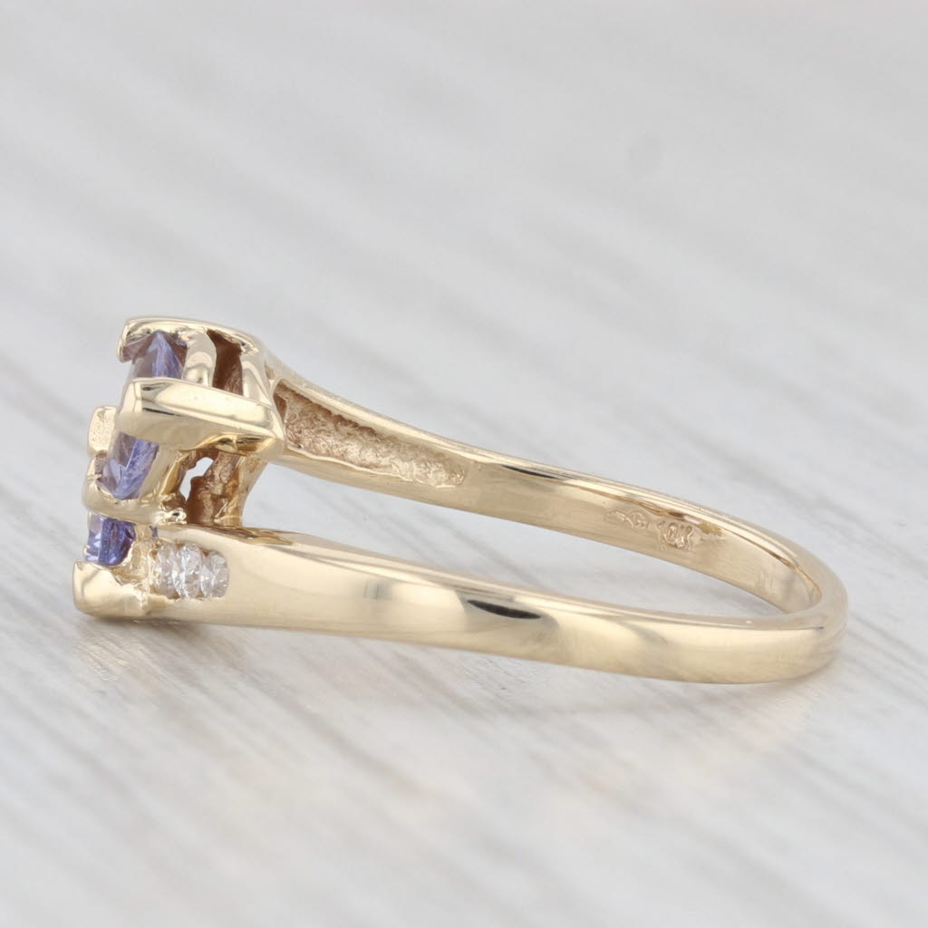 Light Gray 0.59ctw Tanzanite Diamond Bypass Ring 10k Yellow Gold Size 5.25