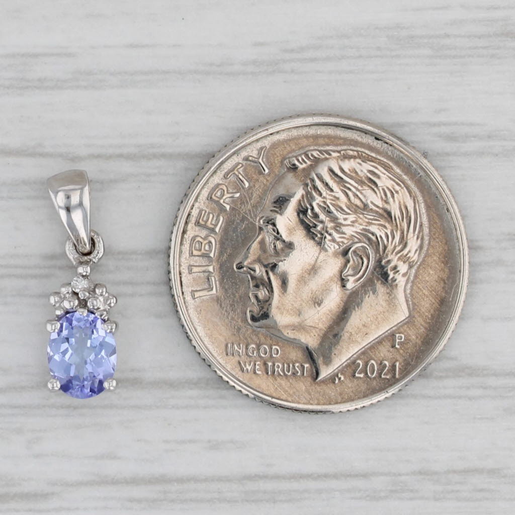 Gray 0.30ct Small Tanzanite Teardrop Pendant 10k White Gold Diamond Accents