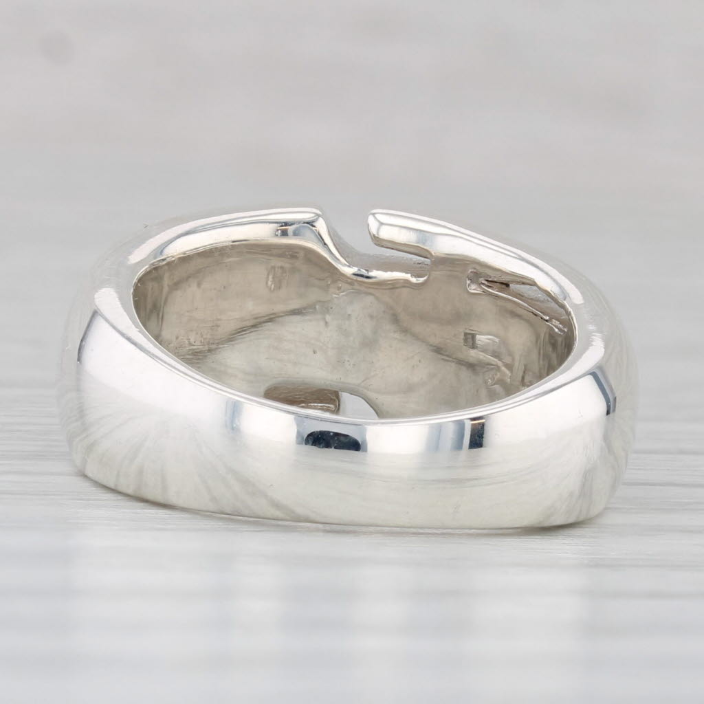 Light Gray Mother of Pearl Bypass Statement Ring Sterling Silver Size 5.5 Statement Band