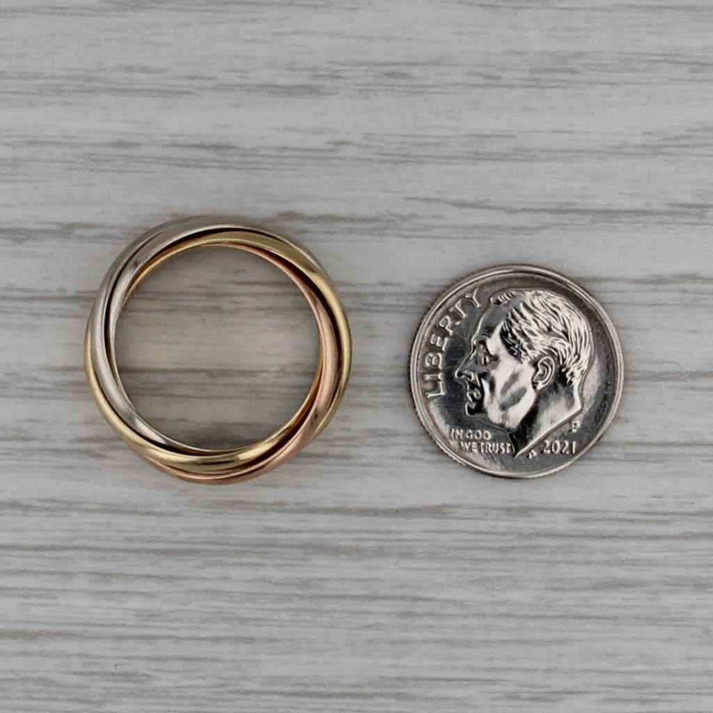 Les Must De Cartier 5 Bands Rolling Rings 18k Yellow Rose White Gold Sz 6.25 52