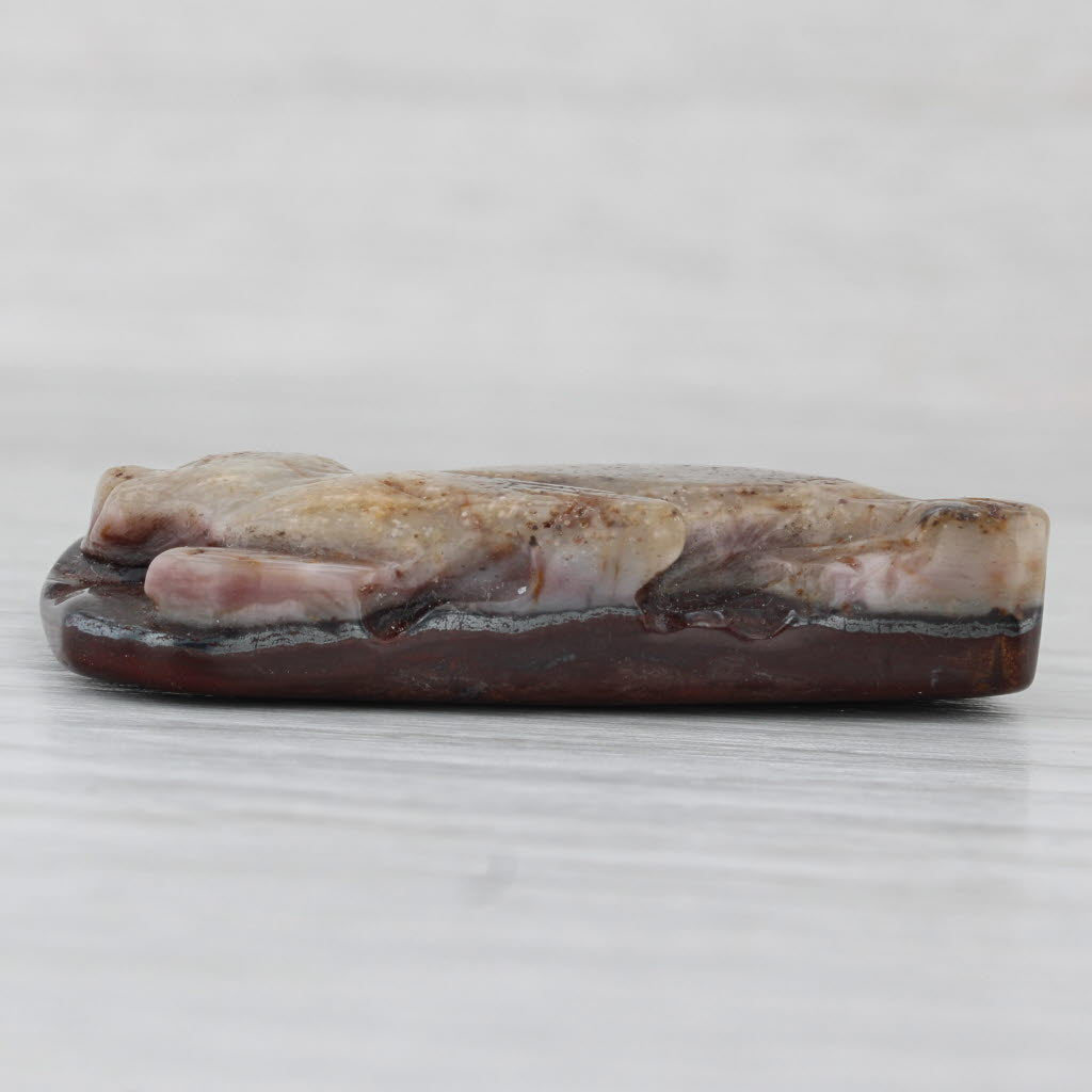 Vintage Jasper Hematite Carved Seal Pendant Marbled Brown Stone