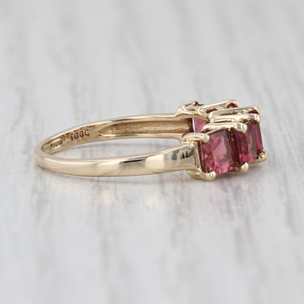 1.58ctw Pink Tourmaline 5-Stone Ring 10k Yellow Gold Size 6 Stackable