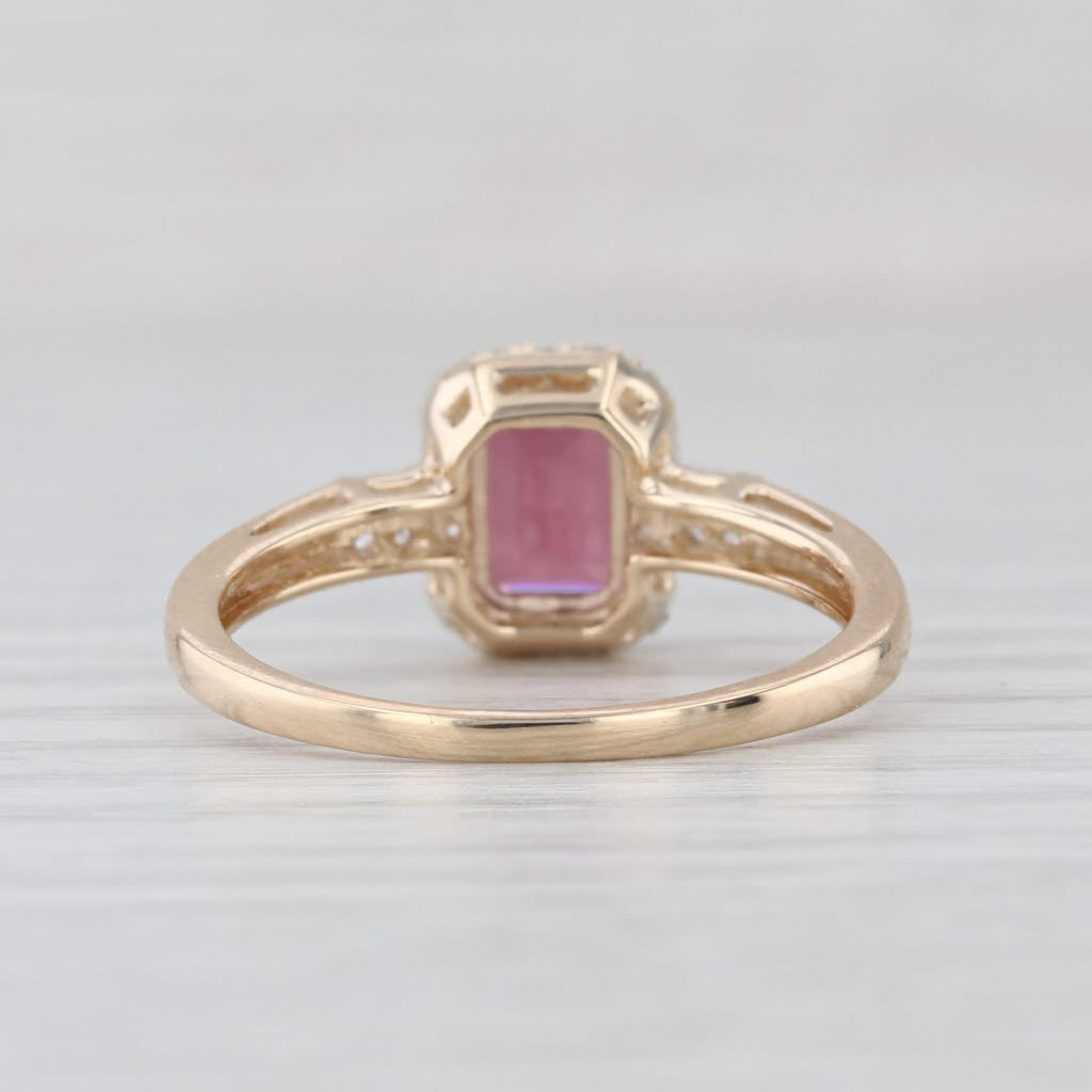 1.26ctw Garnet Diamond Halo Ring 10k Yellow Gold Size 7.25