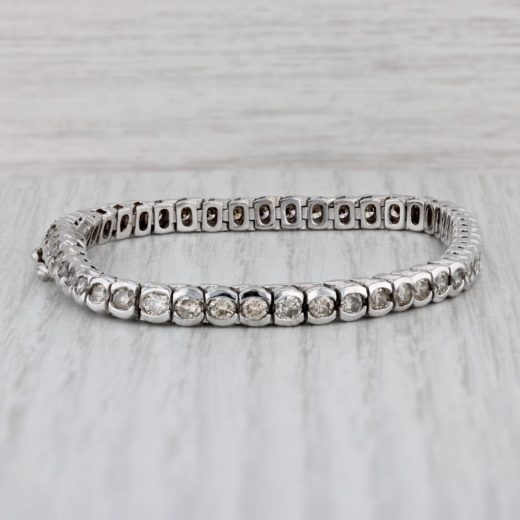 Gray 5ctw Champagne Diamond Tennis Bracelet 14k White Gold 7" 4.8mm