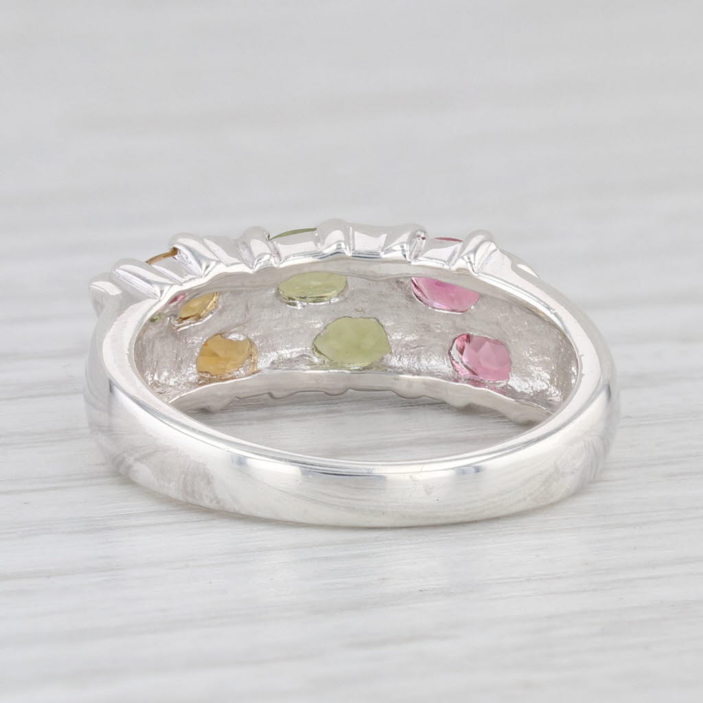 Light Gray 1.10ctw Tourmaline Ring Sterling Silver Size 6 Orange Green Pink