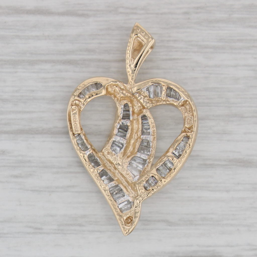 Gray 0.80ctw Diamond Open Heart Pendant 10k Yellow Gold