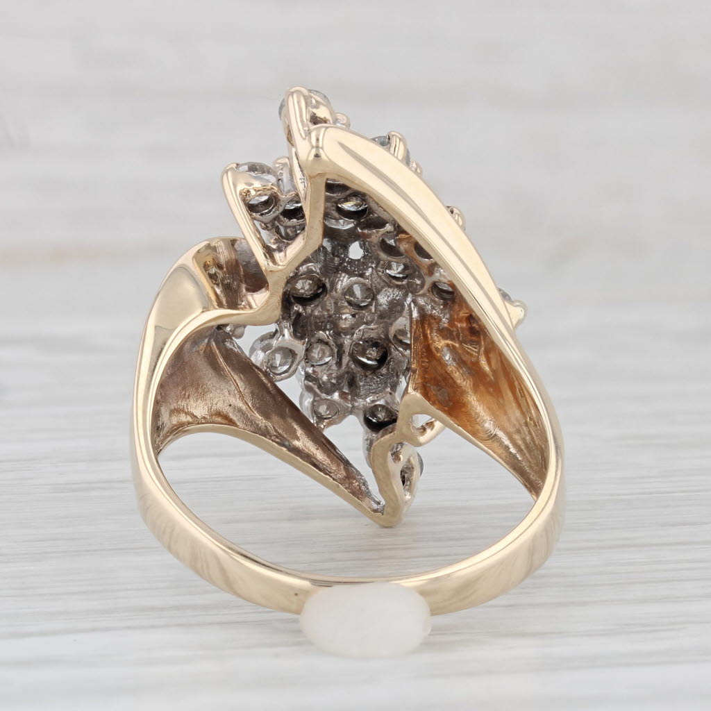 Light Gray 0.49ctw Diamond Cluster Bypass Ring 10k Yellow Gold Size 8.5 Cocktail