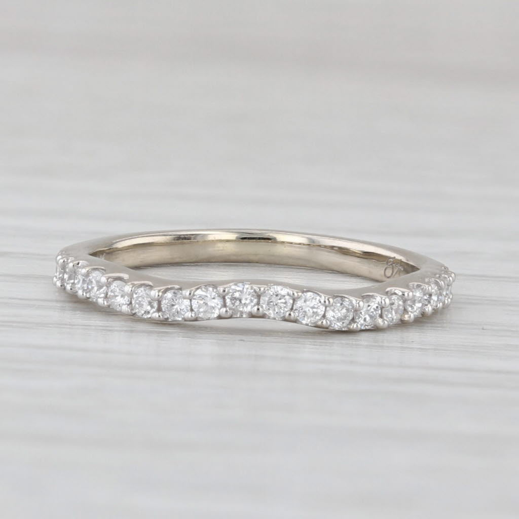 0.26ctw Diamond Contoured Wedding Band 14k White Gold Size 4.75 Stackable Ring