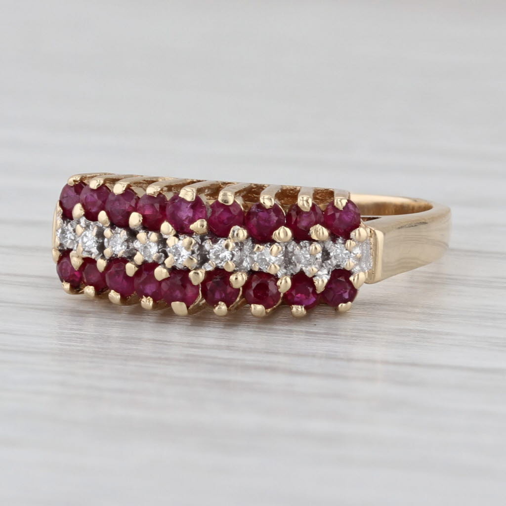 0.60ctw Tiered Ruby Diamond Pyramid Ring 14k Yellow Gold Size 6.25 Stackable