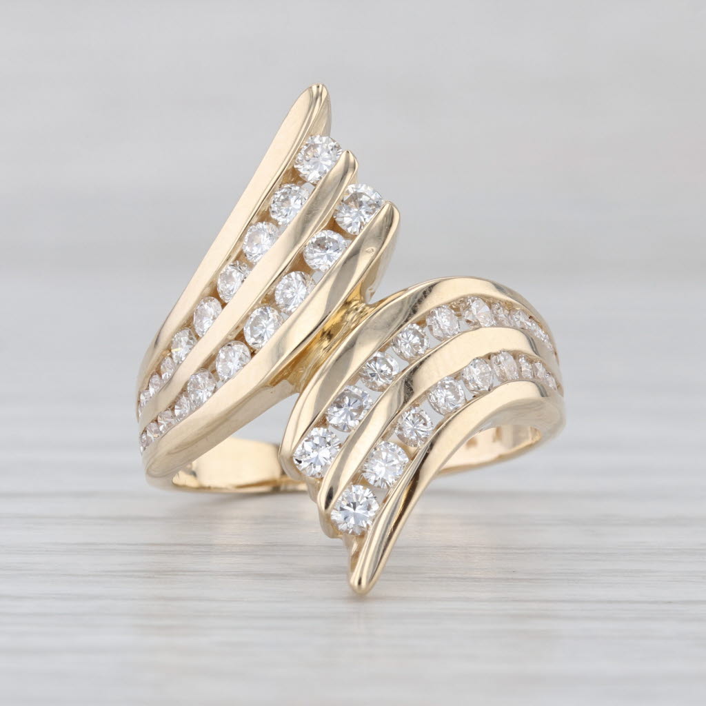 1.27ctw Diamond Rows Bypass Ring 14k Yellow Gold Size 8.25