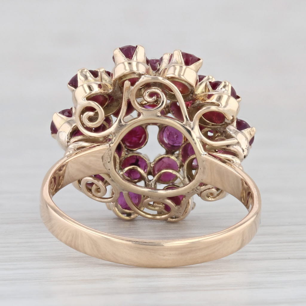 Light Gray 2.70ctw Ruby Flower Cluster Ring 14k Yellow Gold Size 6.75