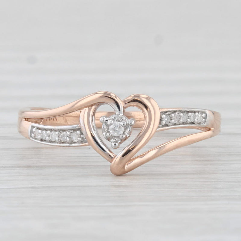 Light Gray Diamond Heart Ring 10k Rose Gold Size 7.5 Promise