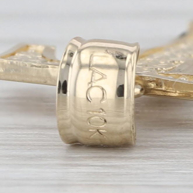Textured Pattern Letter Initial "T" Pendant 10k Yellow Gold