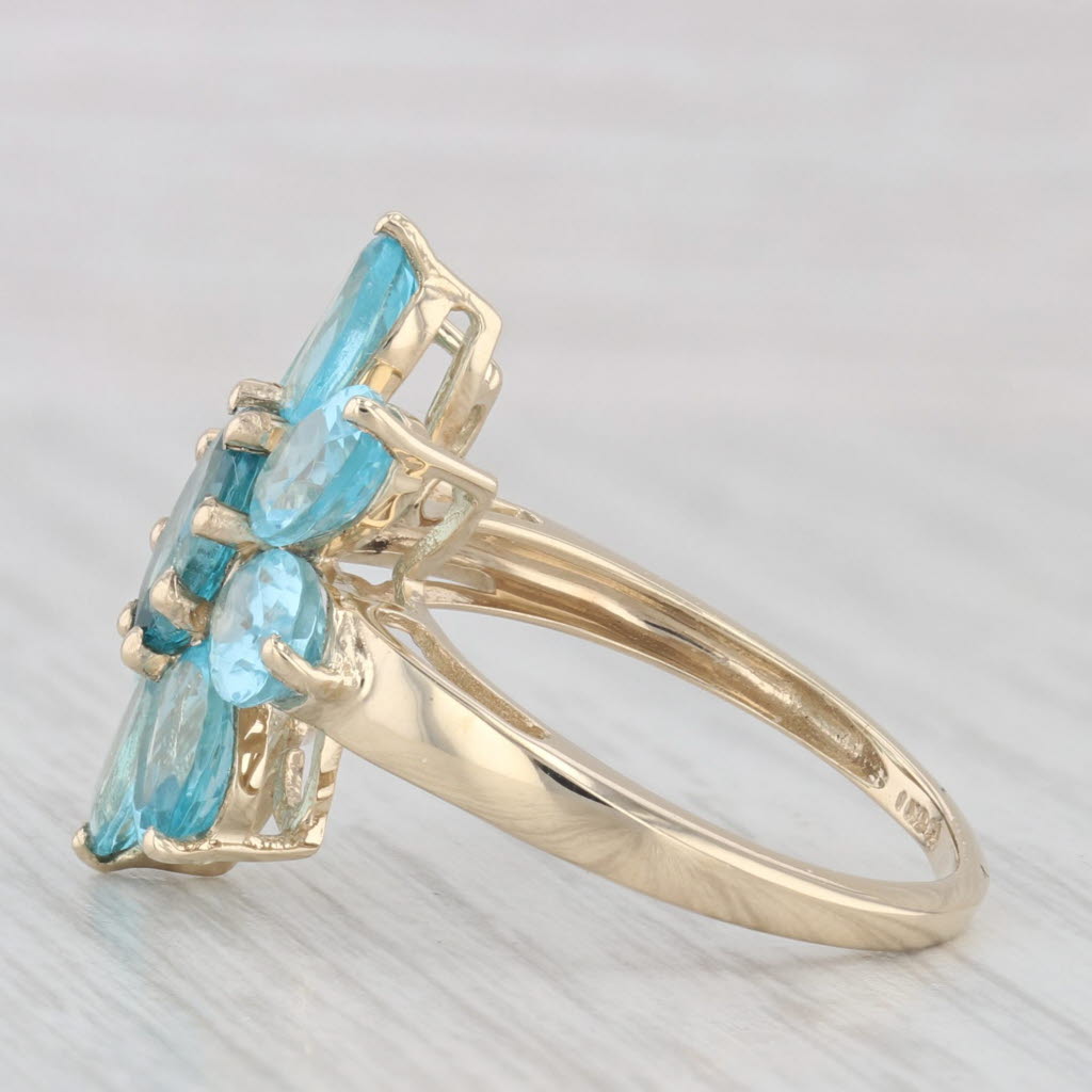 Light Gray 4ctw Light Blue Apatite Cluster Cocktail Ring 10k Yellow Gold Size 6.25