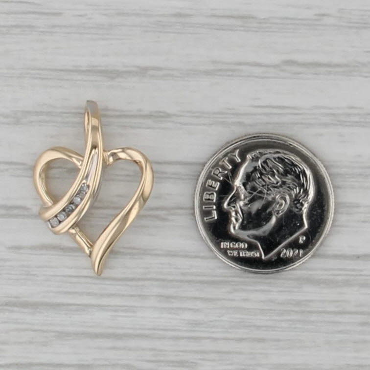 Diamond Overlay Open Heart Pendant 10k Yellow Gold