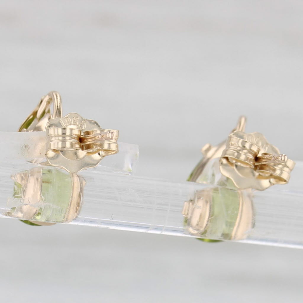 Light Gray 1.80ctw Peridot Pear 10k Yellow Gold Stud Earrings