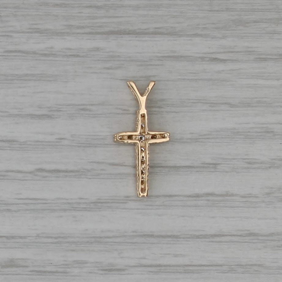 0.25ctw Pave Diamond Cross Pendant 14k Yellow Gold Small Drop