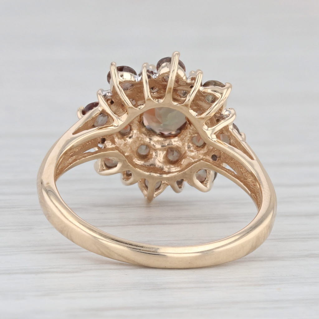 Light Gray 1.28ctw Labradorite Diamond Flower Cluster Ring 14k Yellow Gold Size 7.25