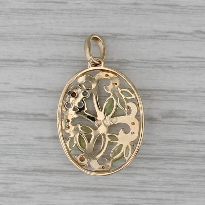 1.38ctw Peridot Topaz Citrine Floral Pendant 14k Yellow Gold