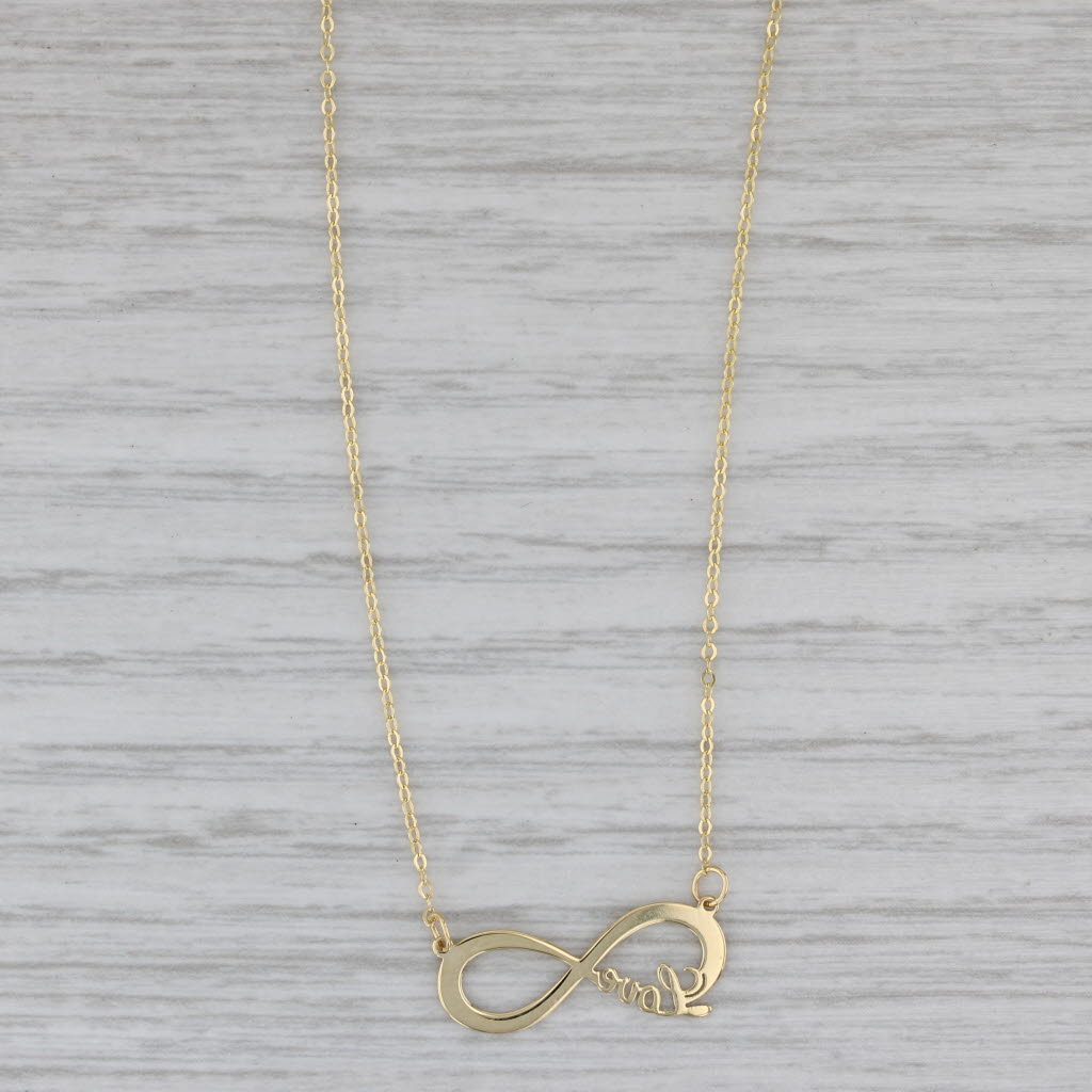 Gray New Love Infinity Knot Pendant Necklace 14k Yellow Gold 18.25" Cable Chain
