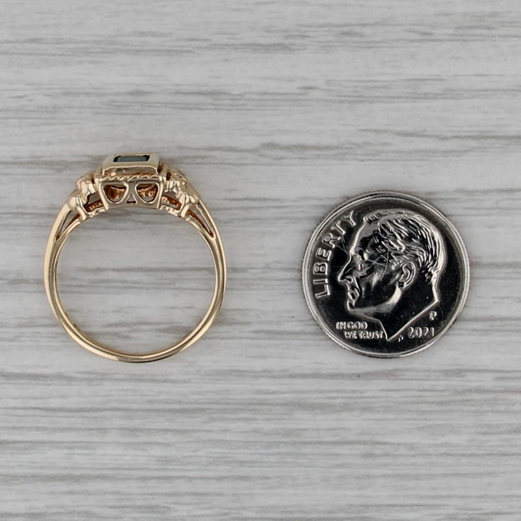 Vintage 0.50ct Lab Created Emerald Diamond Ring 10k Yellow Gold Size 6