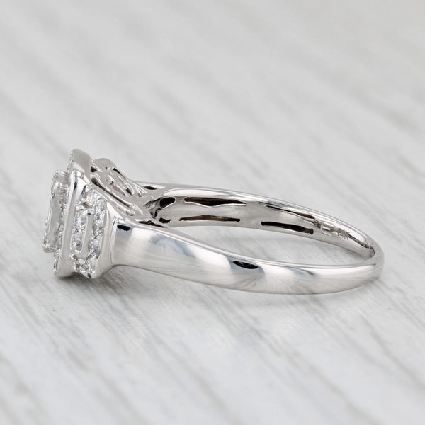 0.36ctw Diamond Halo Engagement Ring 14k White Gold Size 5.5