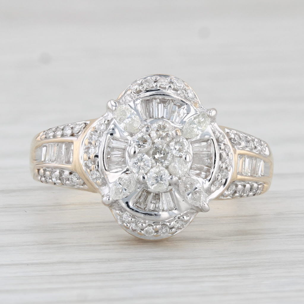 Light Gray 0.53ctw Diamond Cluster Ring 10k Yellow Gold Size 7