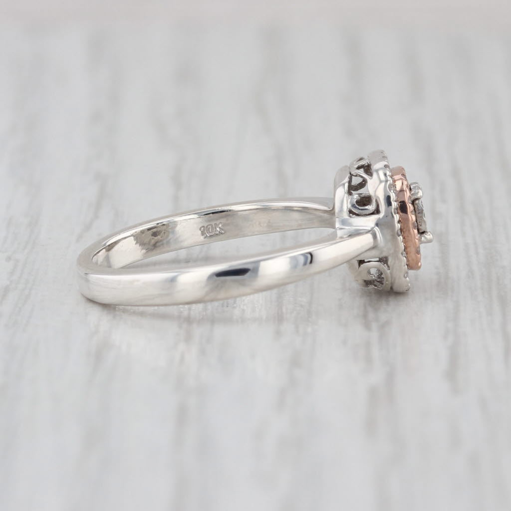 0.15ctw Diamond Halo Engagement Ring Sterling Silver 10k Rose Gold Size 7