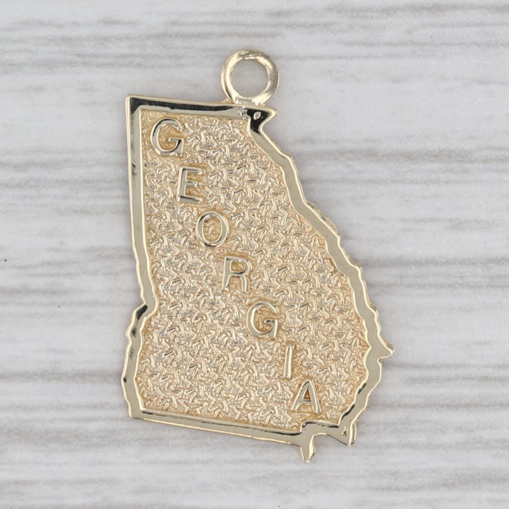 Gray Georgia State Souvenir Charm 10k Yellow Gold Pendant