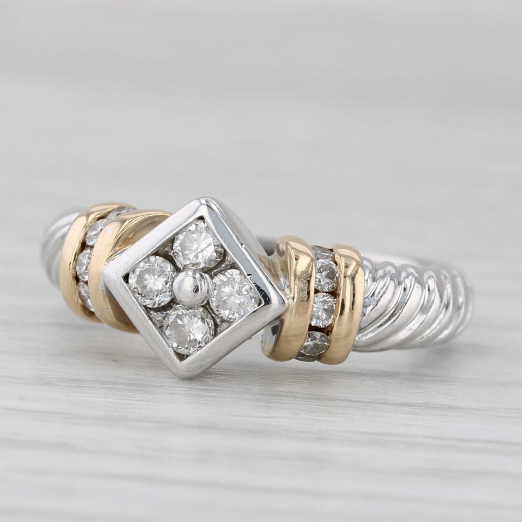 Light Gray 0.30ctw Diamond Ring 14k White Yellow Gold Size 5.5 Engagement