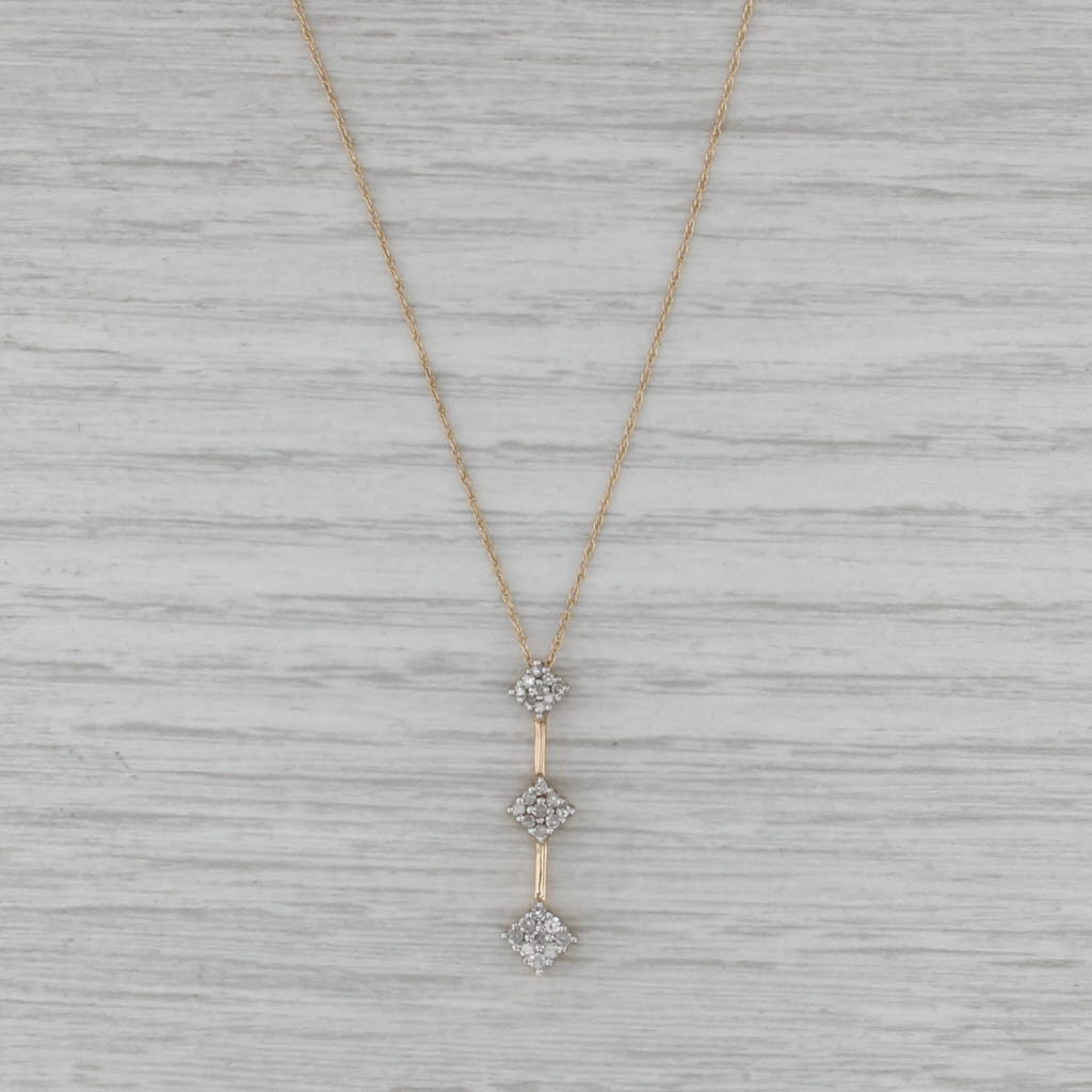 0.14ctw Diamond Journey Pendant Necklace 10k Yellow Gold 19.5" Rope Chain