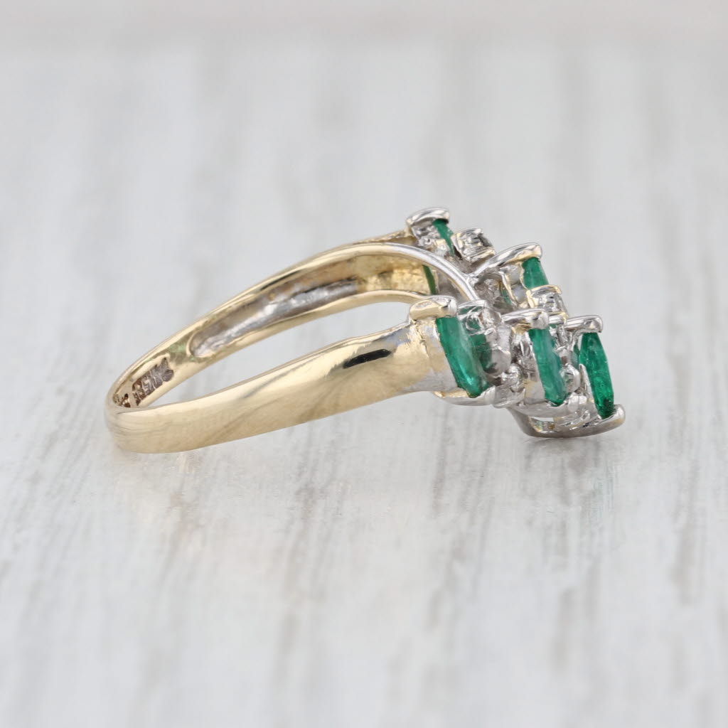 0.77ctw Emerald Diamond V Enhancer Ring 14k Yellow Gold Stackable Wedding Band
