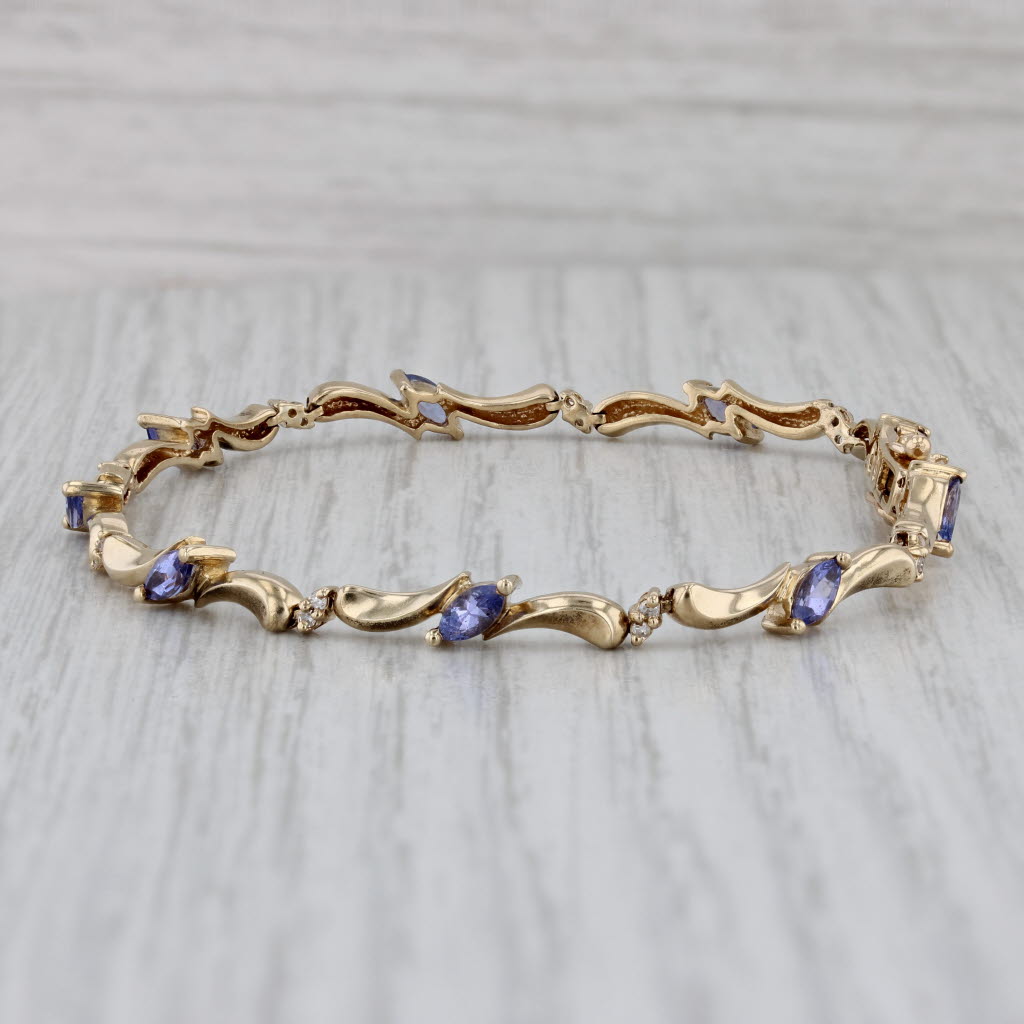 Gray 1.39ctw Tanzanite Diamond Bracelet 10k Yellow Gold 6.75"