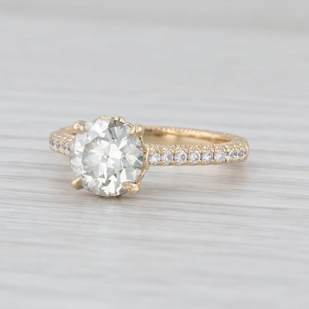GIA 2.21ctw Round Diamond Hidden Halo Engagement Ring 14k Yellow Gold Size 6.5
