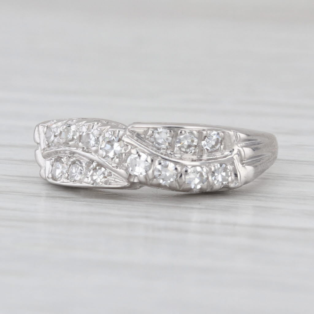 Vintage 0.25ctw Diamond Ring 14k White Gold Size 6 Anniversary Wedding Band