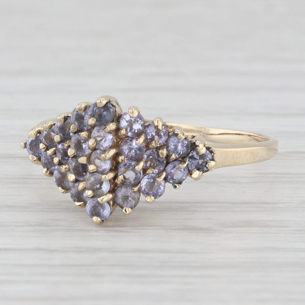 Light Gray 1ctw Tanzanite Cluster Ring 10k Yellow Gold Size 8