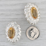10.40ctw Citrine Statement Earrings Sterling Silver 14k Gold Pierced Omega Backs