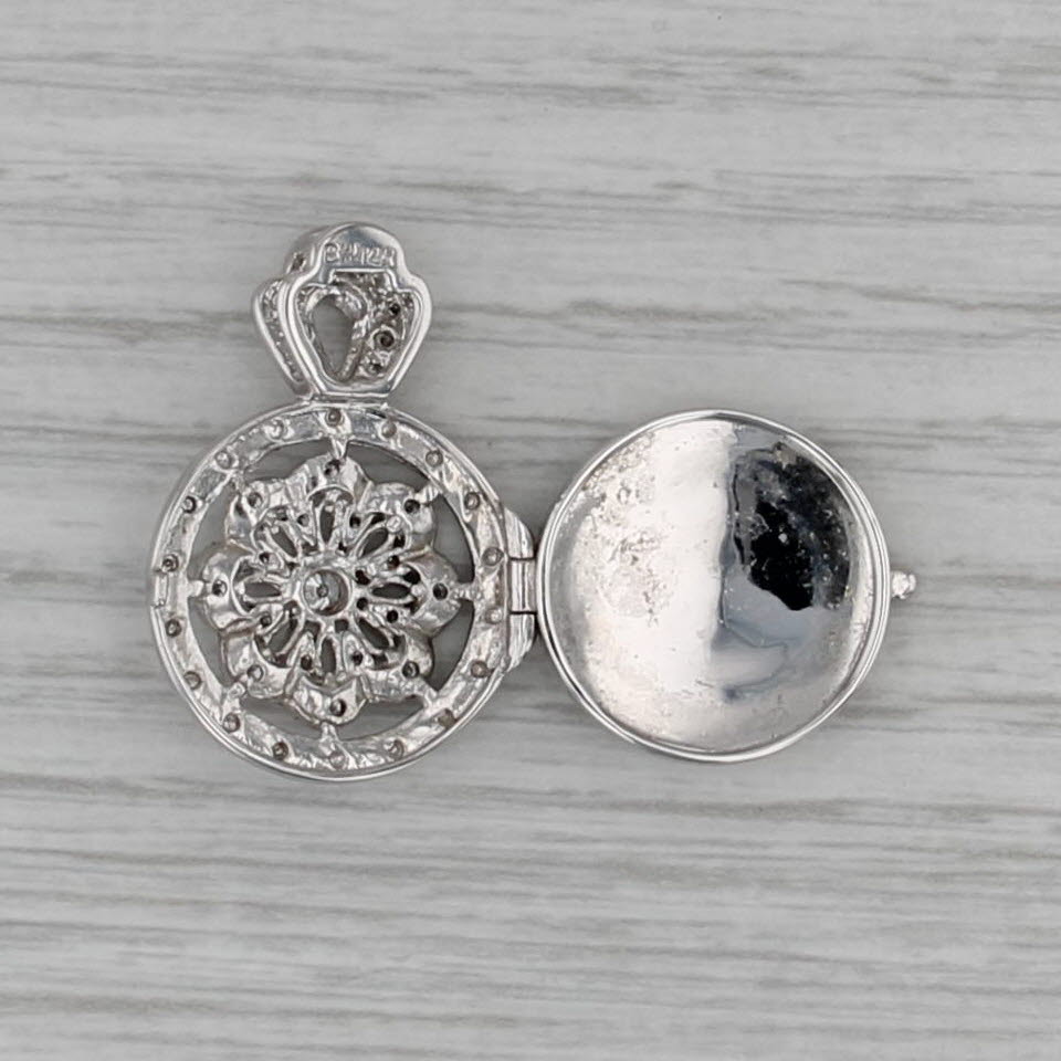 0.28ctw Diamond Flower Diffuser Locket Pendant 14k Gold for Scent Perfume Oil