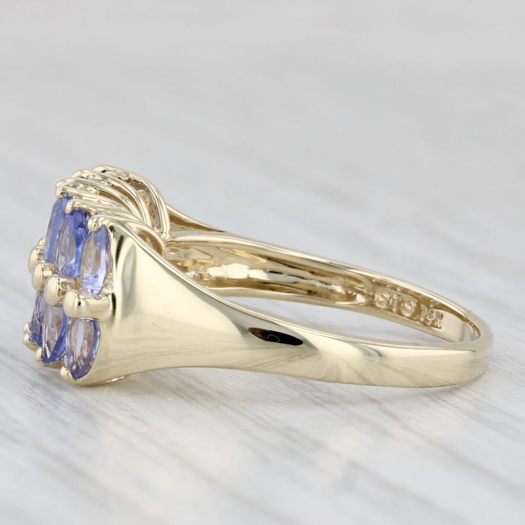 Light Gray 1.54ctw Tanzanite Cluster Diamond Ring 14k Yellow Gold Size 8