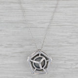 Cultured Black Pearl 0.30ctw Diamond Halo Pendant Necklace 14k White Gold