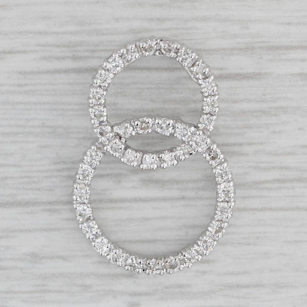 Gray 0.38ctw Diamond Interlocking Eternity Circle Pendant 14k White Gold