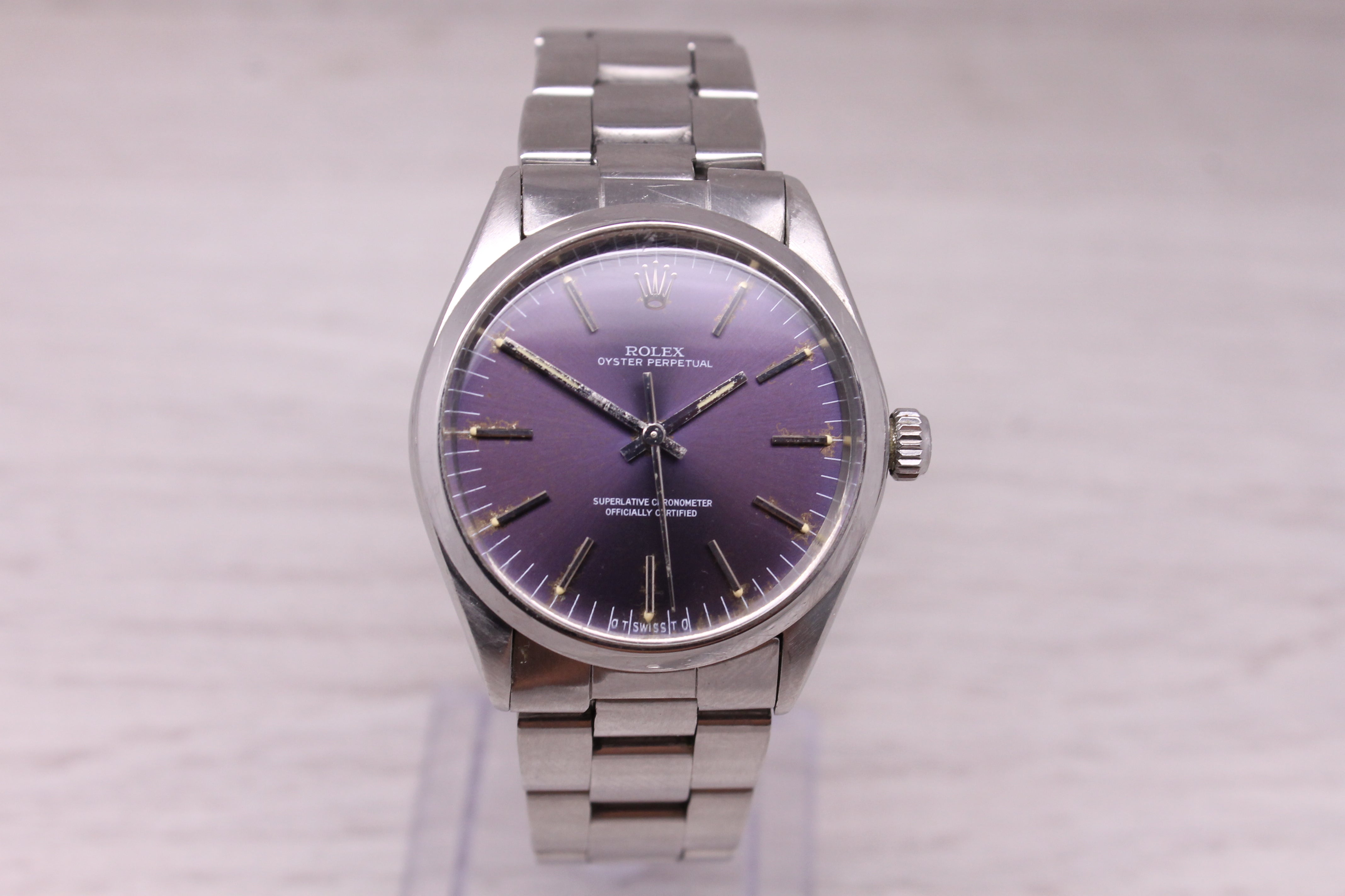 Vintage c.1975 Rolex Oyster Perpetual 1002 34mm Watch ORIGINAL Purple Sigma Dial