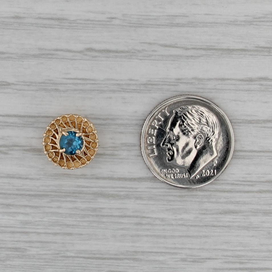 0.45ct Round Blue Topaz Solitaire Slide Bracelet Charm 14k Gold Richard Glatter
