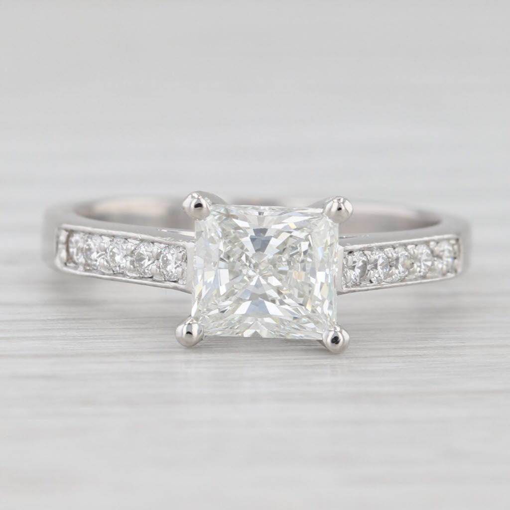 Light Gray 1.30ctw Diamond Engagement Ring Platinum VS1 H GIA Size 6 Cathedral Band