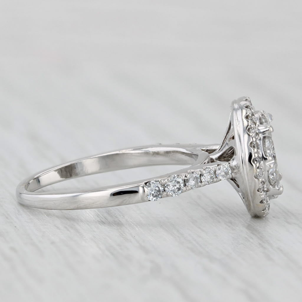 Light Gray 0.75ctw Diamond Cluster Halo Engagement Ring 14k White Gold Size 5.75