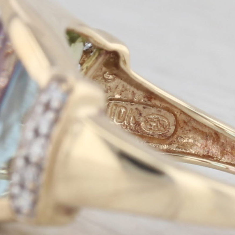 4.86ctw Rainbow Gemstone Ring 10k Gold Peridot Citrine Garnet Amethyst Topaz