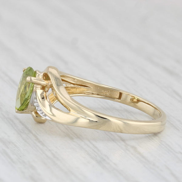 0.75ct Peridot Solitaire Ring 10k Yellow Gold Size 7 Bypass Teardrop