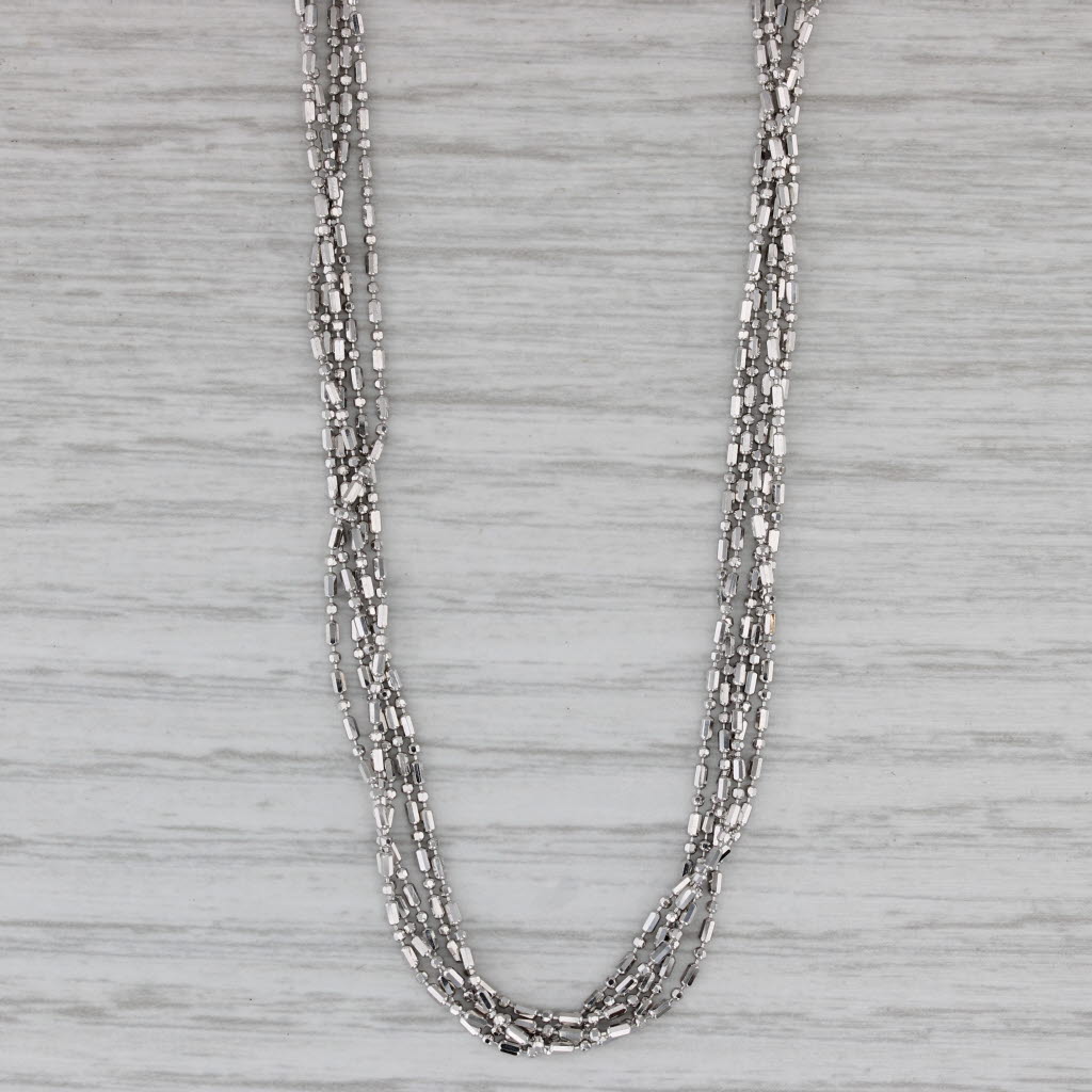 Gray Multistrand Bead Necklace 14k White Gold 16.75" Milor Italy