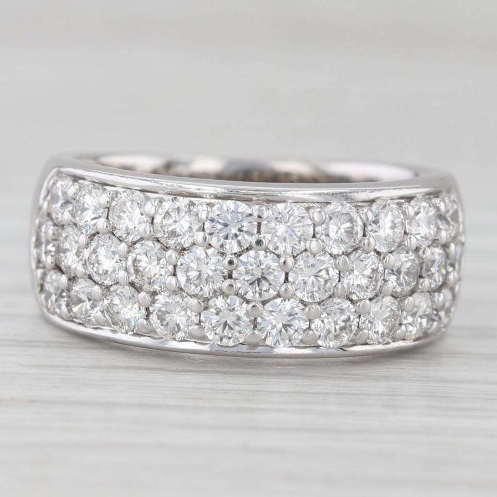 Light Gray 1.50ctw Pave Diamond Cluster Ring 14k White Gold Size 7 Band Caro74