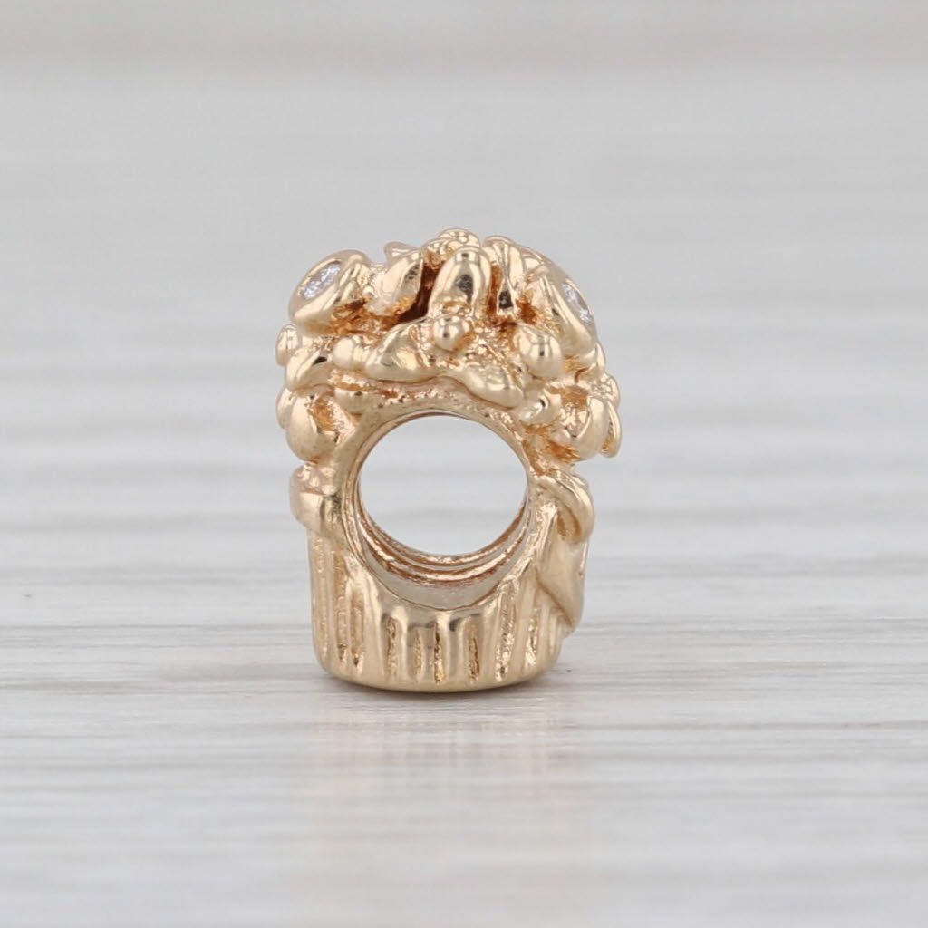 Authentic Pandora 750441D Flower Bouquet Charm 14k Gold Diamond Retired Bead